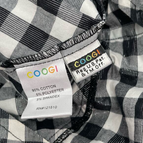 COOGI Shirt Dress Size Large Buffalo Check Plaid W&B Silver Logo Zippers Checked - Picture 15 of 16